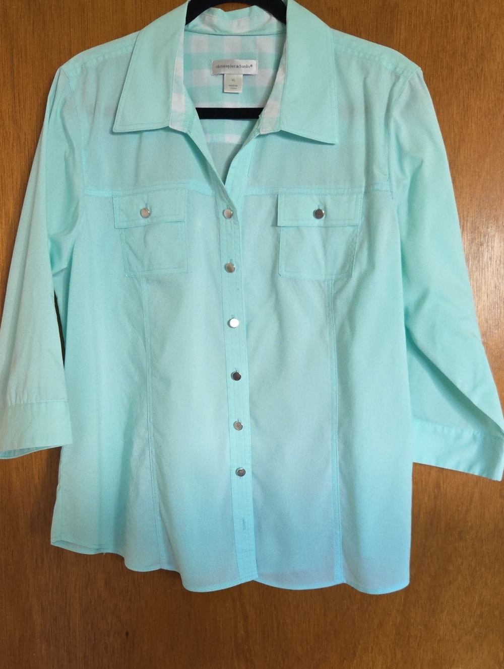 Christoper & Banks Light Mint Green Button-Front Women's Shirt